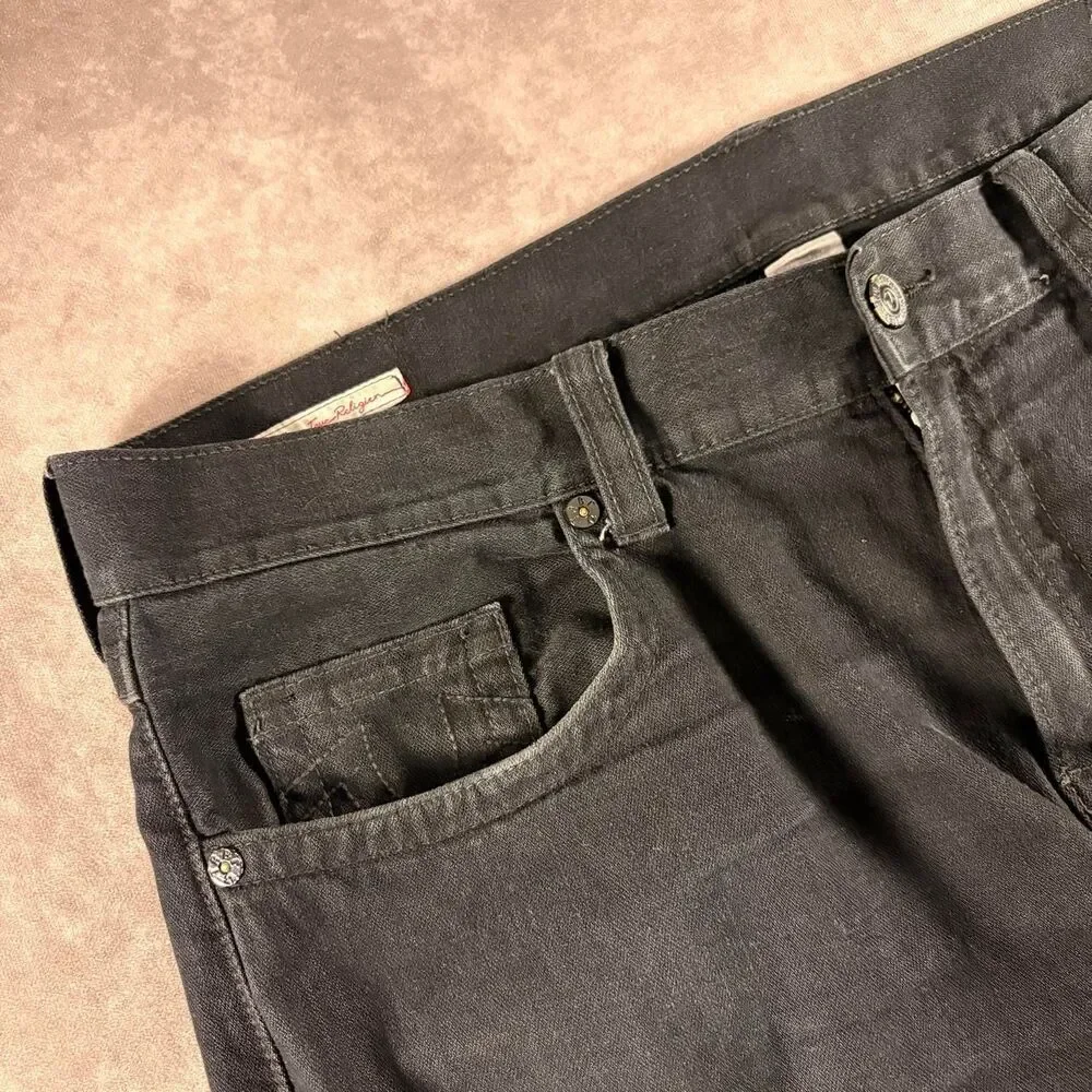 true religion black embroidered logo relaxed straight leg jeans